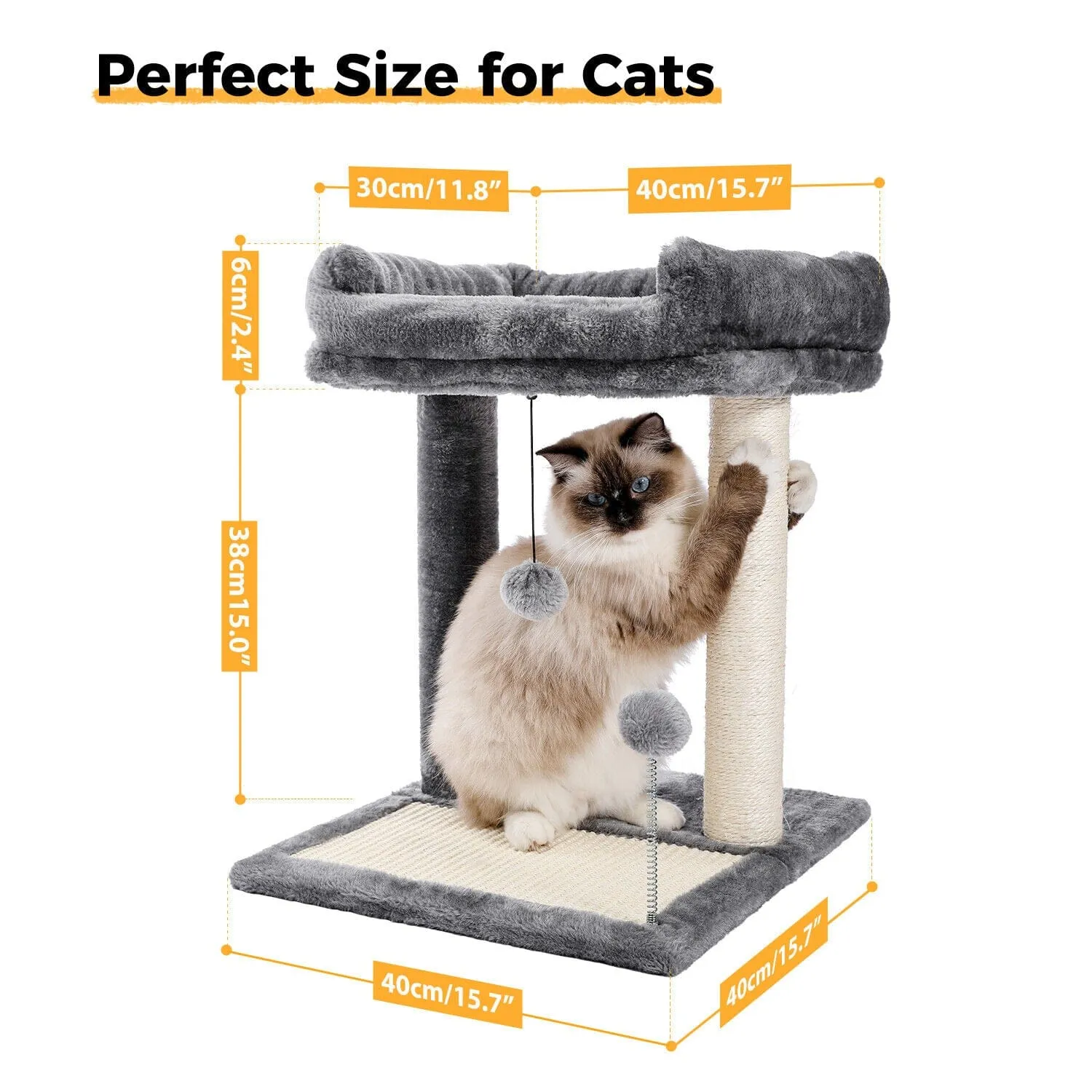 17.4" Cat Scratching Post / Tree / Pole - Grey