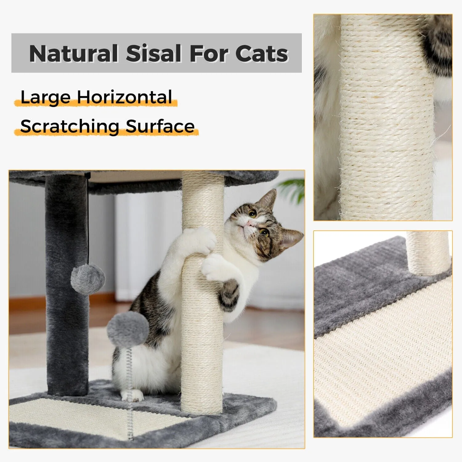 17.4" Cat Scratching Post / Tree / Pole - Grey