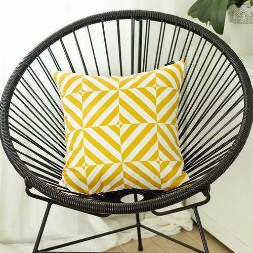 18"x18" Yellow Geometric Diagram Decorative Throw Pillow Cover