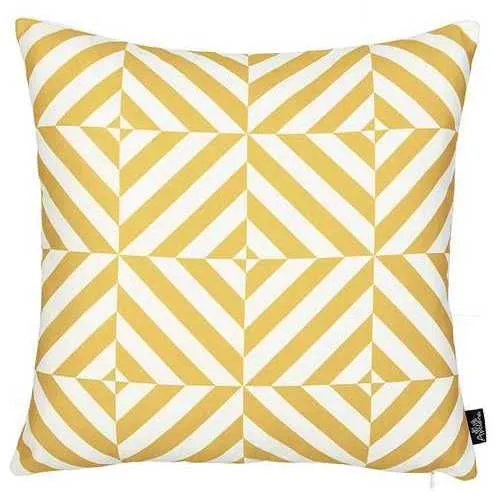 18"x18" Yellow Geometric Diagram Decorative Throw Pillow Cover