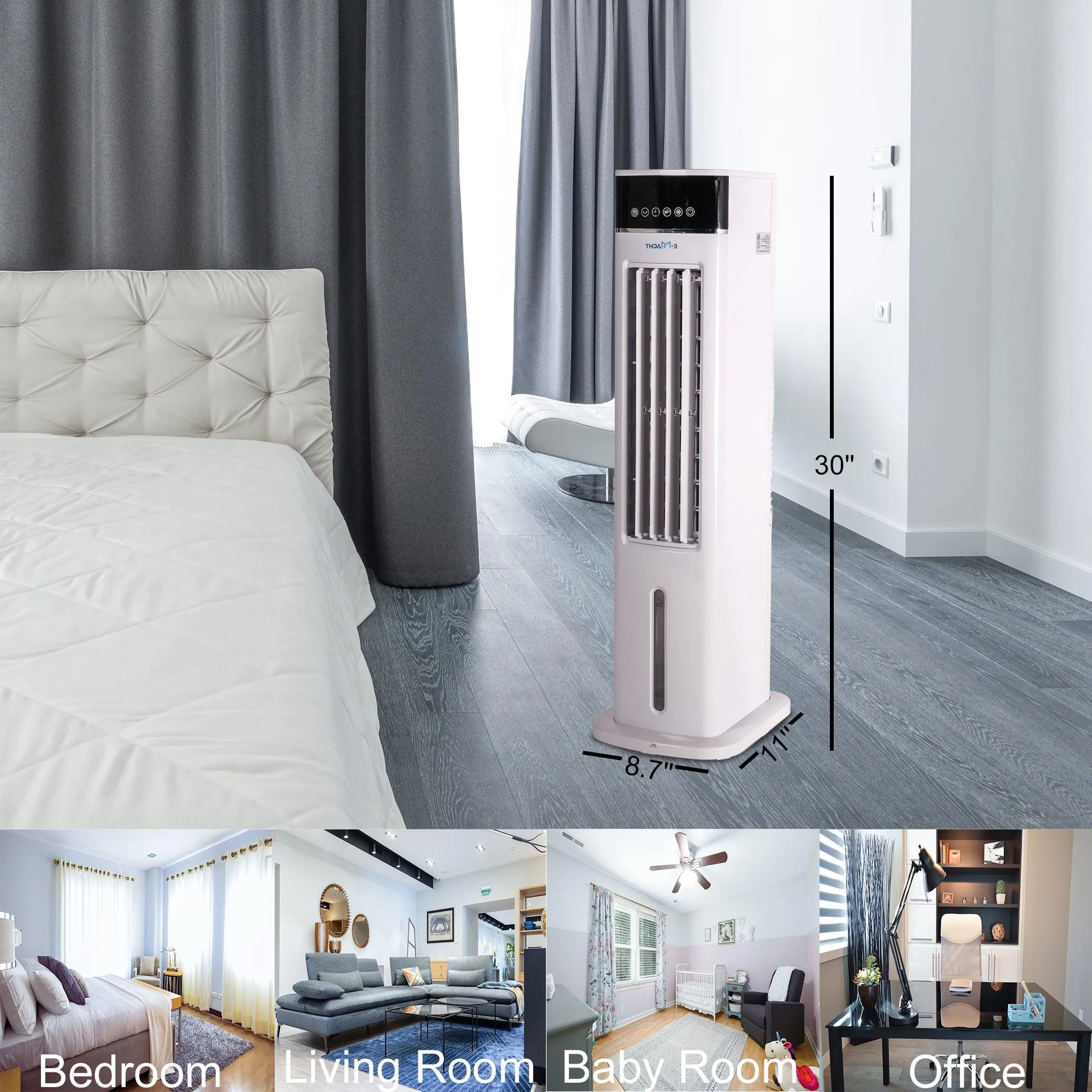 3-in-1 Portable Air Cooler, Cooling Tower Fan with 3 Speeds & 3 Modes, 3L Water Tank, 12H Timer Air Cooling Fan Remote Control for Bedroom, Office