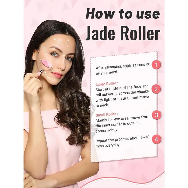 3Pcs Gua Sha & Jade Face Roller & Ice Roller for Face - Facial Massager for Face, Eyes, Neck, Relieve Fine Lines and Wrinkles