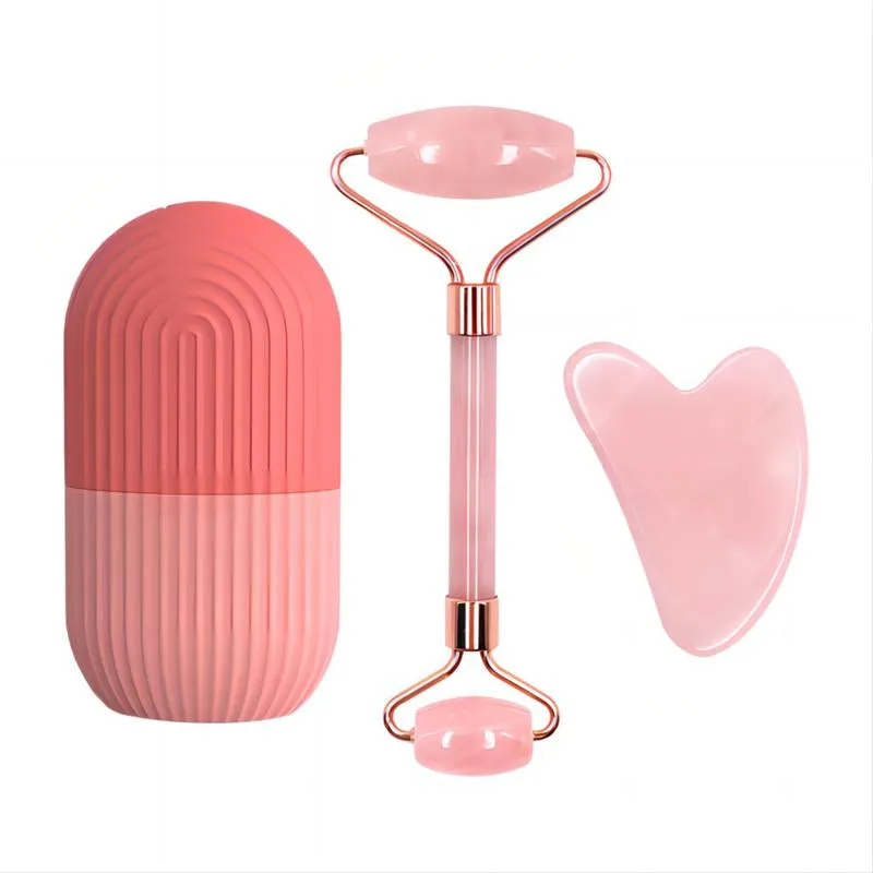 3Pcs Gua Sha & Jade Face Roller & Ice Roller for Face - Facial Massager for Face, Eyes, Neck, Relieve Fine Lines and Wrinkles