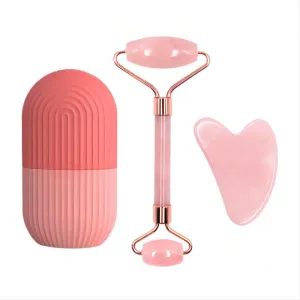 3Pcs Gua Sha & Jade Face Roller & Ice Roller for Face - Facial Massager for Face, Eyes, Neck, Relieve Fine Lines and Wrinkles