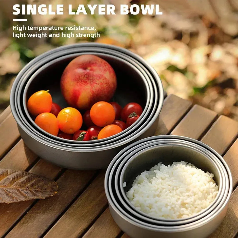 4pcs Lightweight Stackable Bowl Portable Single Layer Dinner Fruit Bowl Food Container for Outdoor Camping