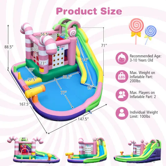 9-in-1 Inflatable Sweet Candy Water Slide Park