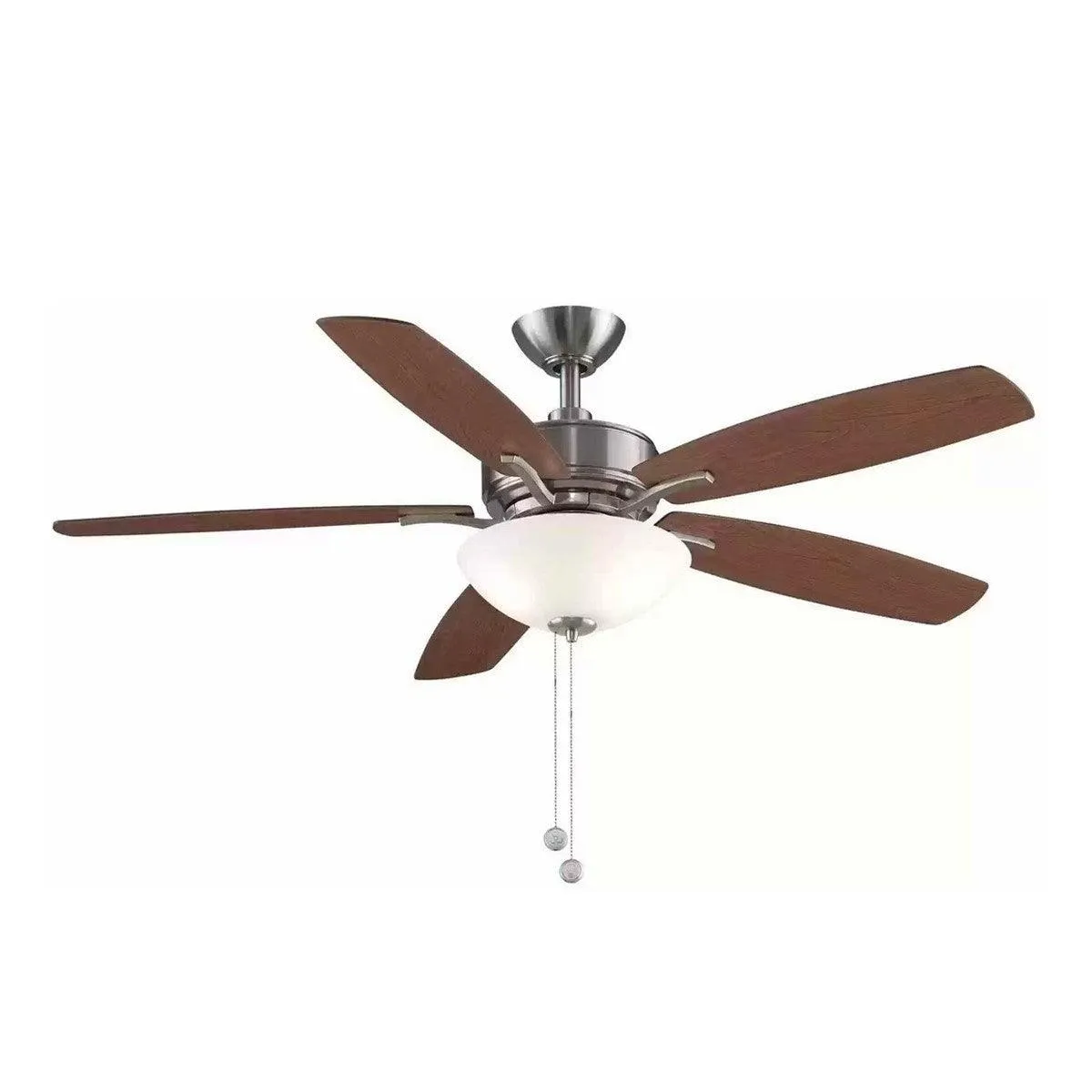 Aire Deluxe 52 Inch Brushed Nickel Ceiling Fan with Light Kit and Pull Chain