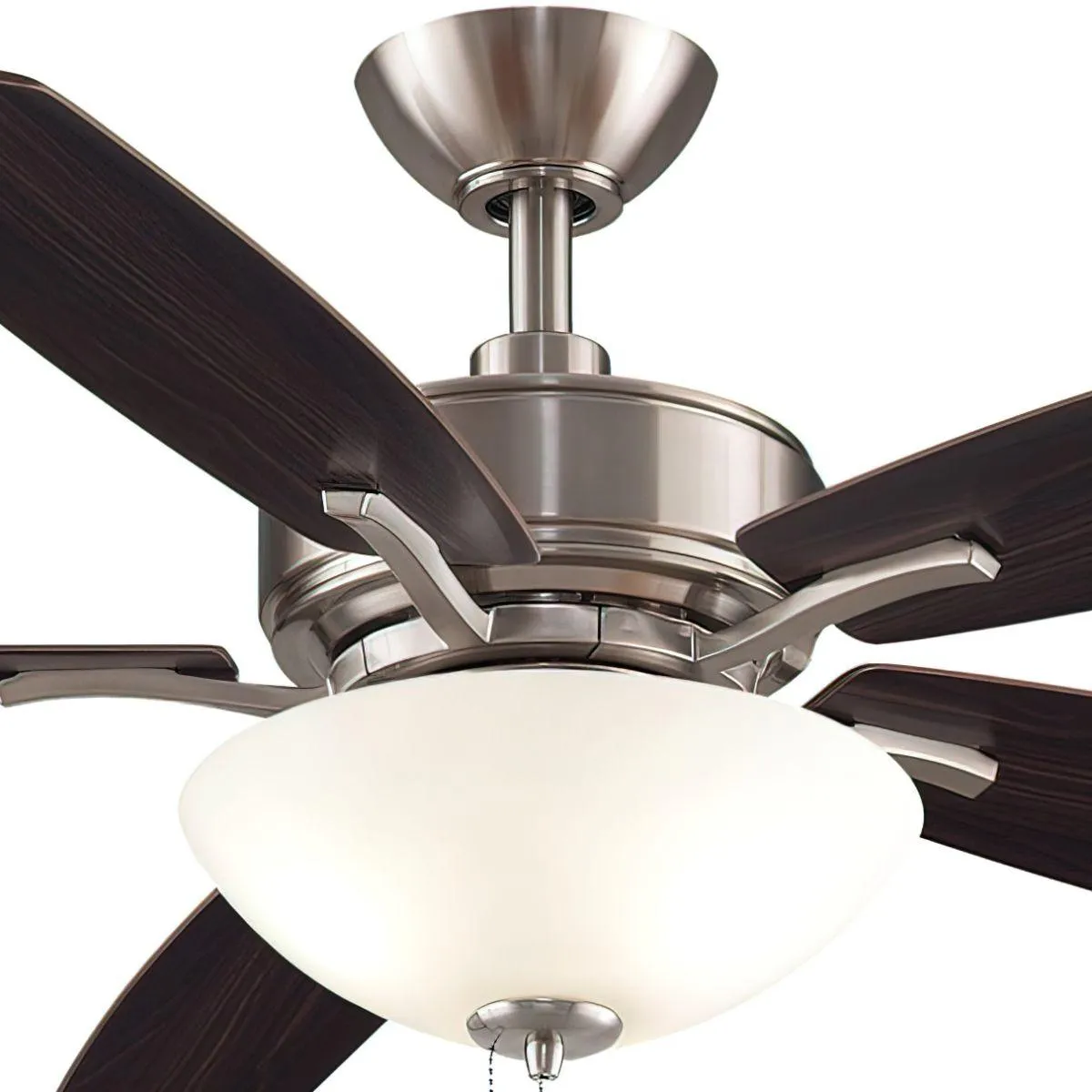 Aire Deluxe 52 Inch Brushed Nickel Ceiling Fan with Light Kit and Pull Chain