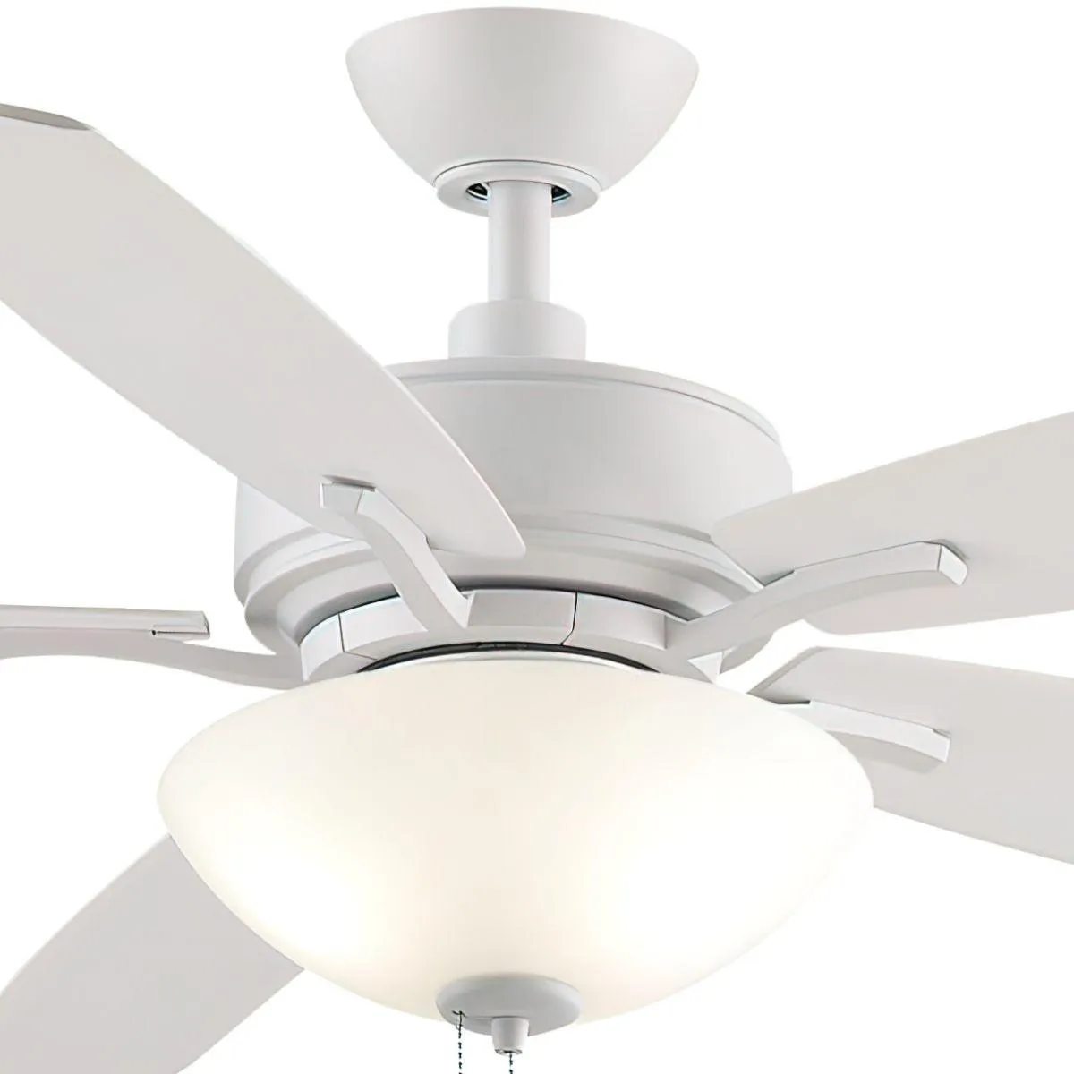 Aire Deluxe 52 Inch Matte White Ceiling Fan with Light Kit and Pull Chain