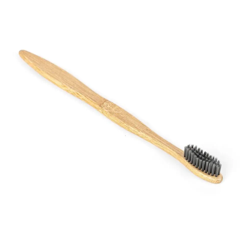 Bamboo Charcoal Toothbrush, Wooden Toothbrush, Medium Bristles, Earthbits