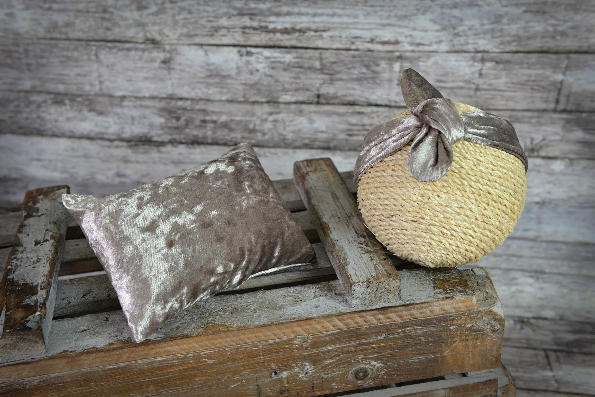 Bandana and Mini Pillow - Velvet - Beige