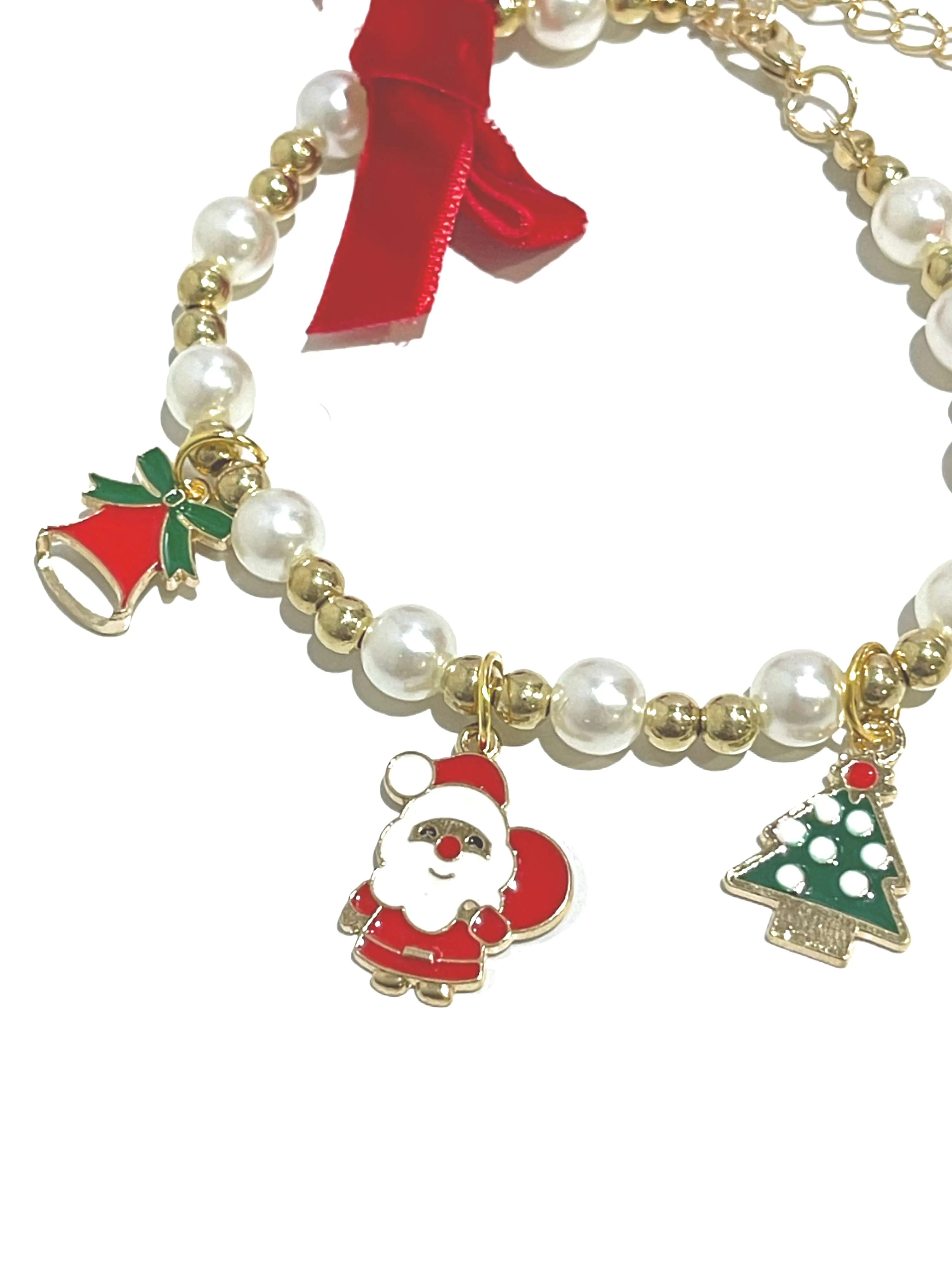 Cat Christmas Pearl Collar With Pendant