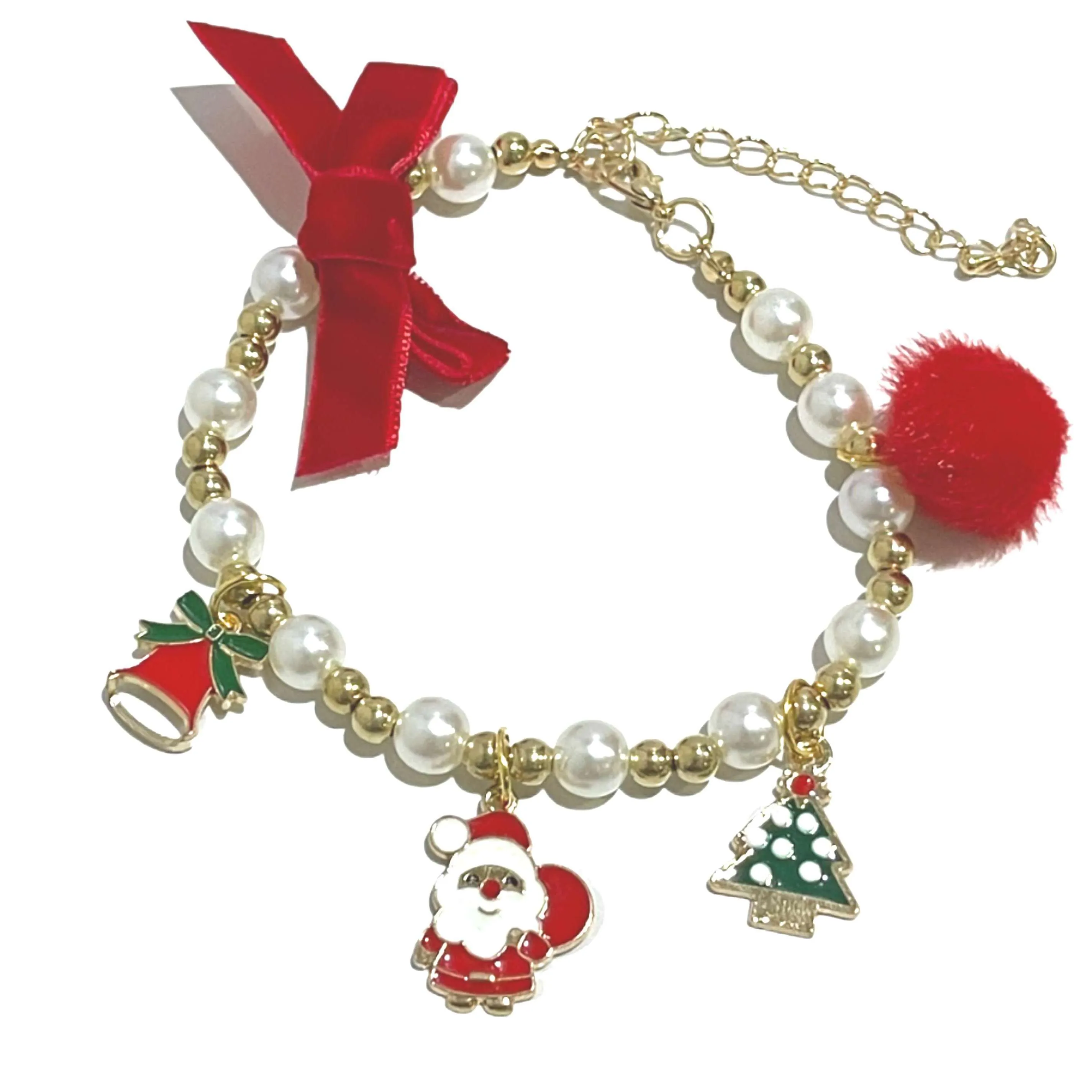 Cat Christmas Pearl Collar With Pendant