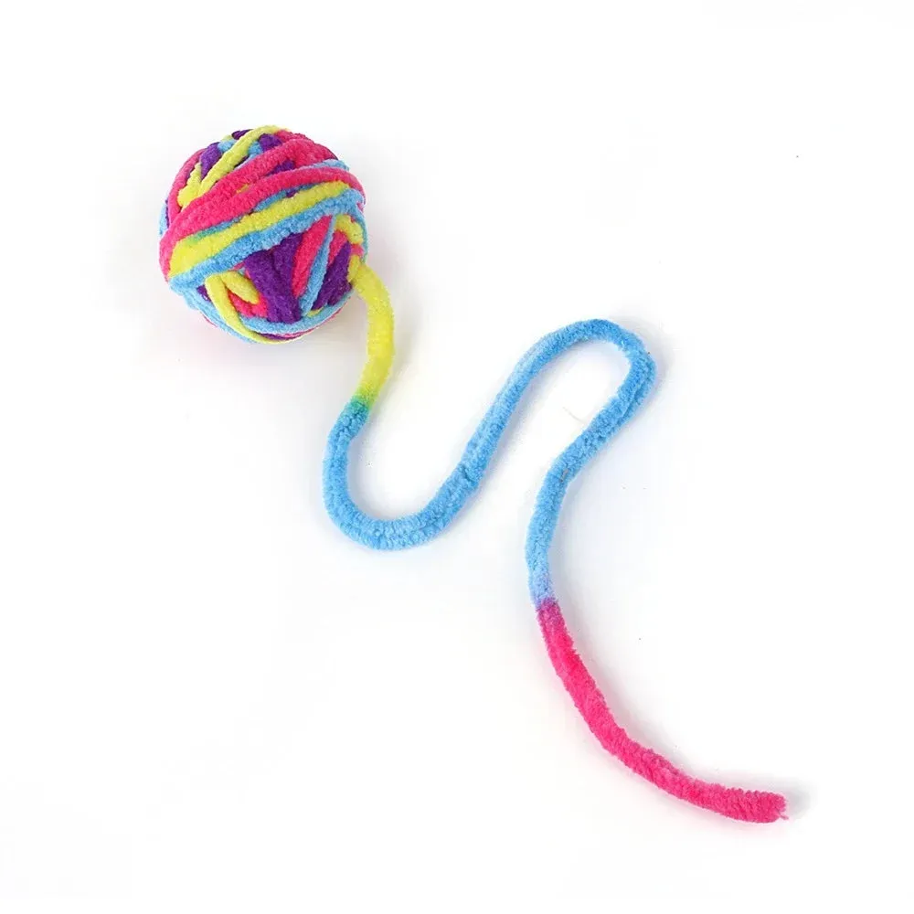 Colorful Wool Cat Toy Balls - Chewable and Self-Entertaining