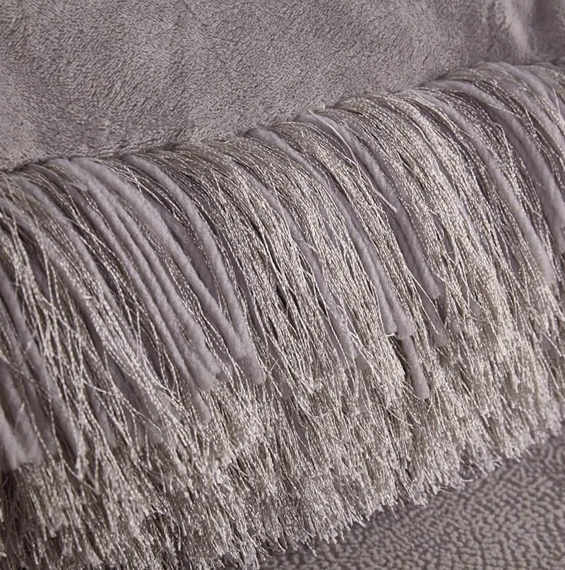 Decorative Shaggy Pillow in Silver