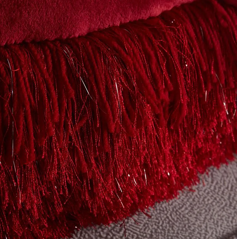 Decorative Shaggy Pillow with Lurex in Red