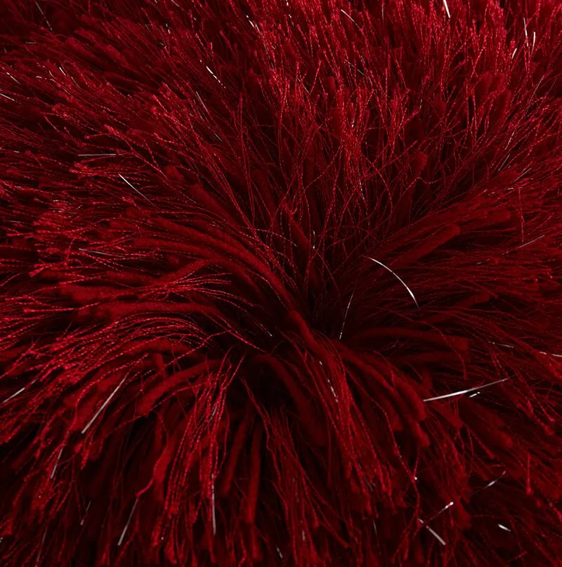 Decorative Shaggy Pillow with Lurex in Red