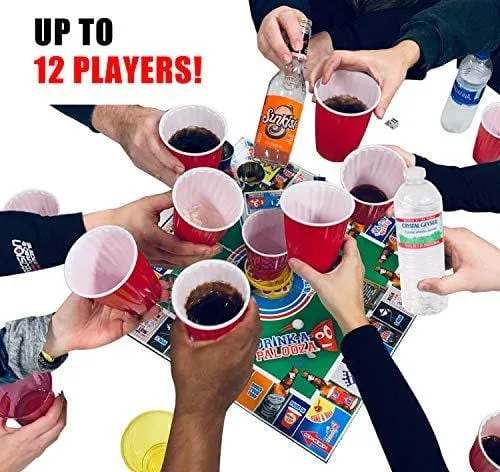 DRINK-A-PALOOZA Board Games: Party Drinking Games for Adults - Game Night Party Games | Fun Adult Beer Games Gift with Beer Pong   Flip Cup   Kings Cup Card Games   More!