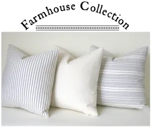 Farmhouse Collection: Grey Pillow Covers / Pinstripe Pillow / Vintage Washed Cotton / Cotton Ticking Pillow Case / Striped Cushion Cover