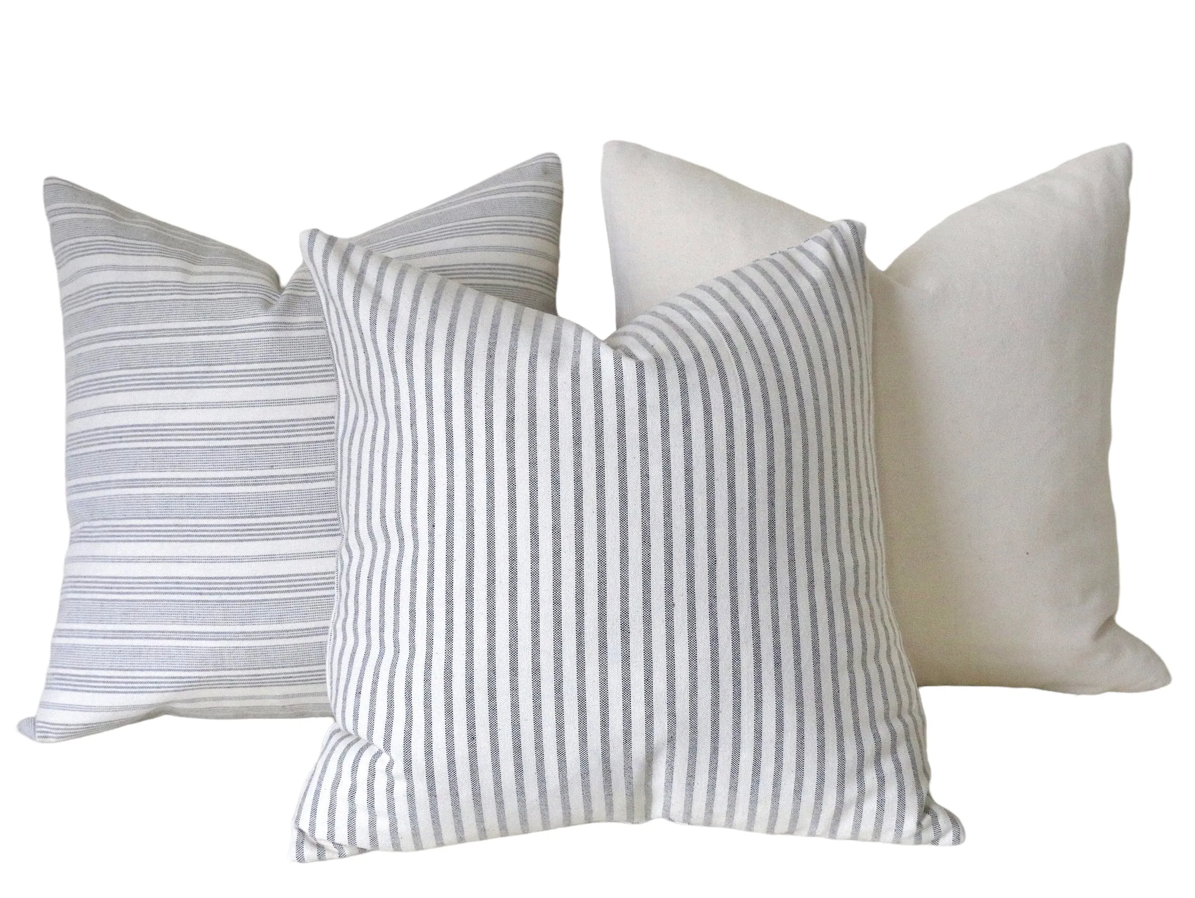 Farmhouse Collection: Grey Pillow Covers / Pinstripe Pillow / Vintage Washed Cotton / Cotton Ticking Pillow Case / Striped Cushion Cover