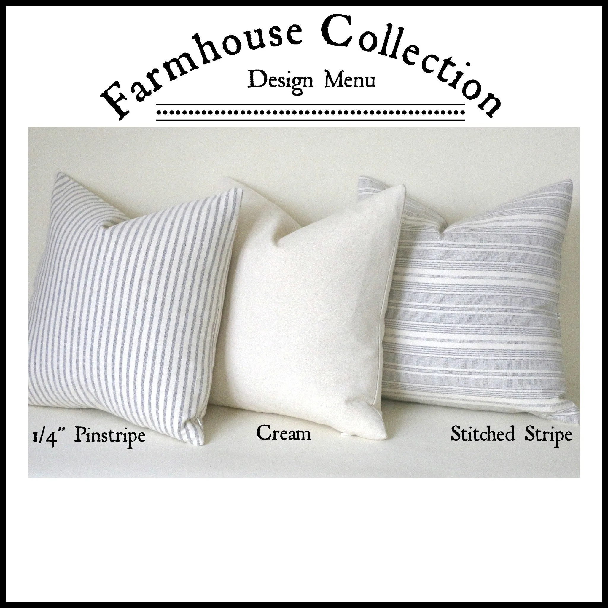 Farmhouse Collection: Grey Pillow Covers / Pinstripe Pillow / Vintage Washed Cotton / Cotton Ticking Pillow Case / Striped Cushion Cover