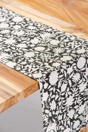 Flora Charcoal Table Runner