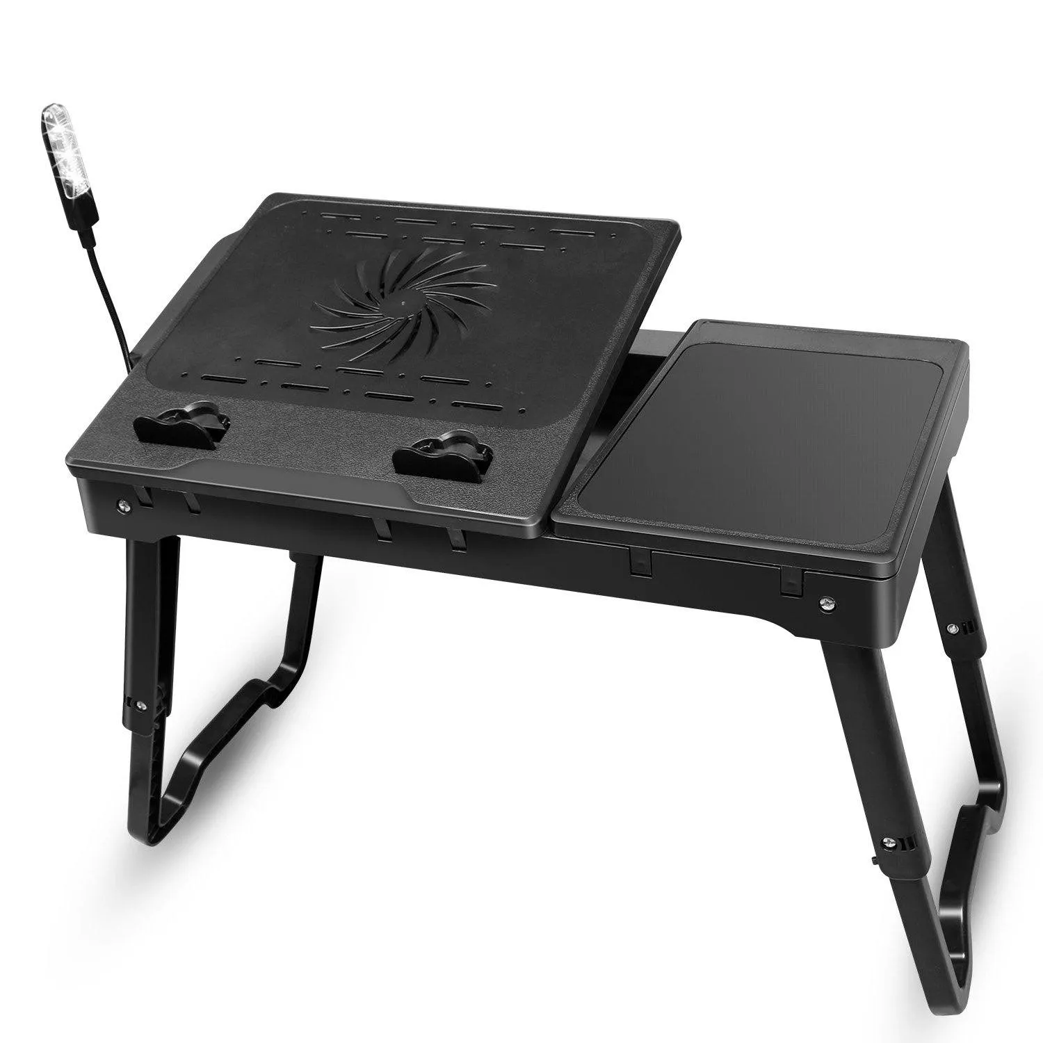 Foldable Laptop Table Bed Notebook Desk with Cooling Fan Mouse Board