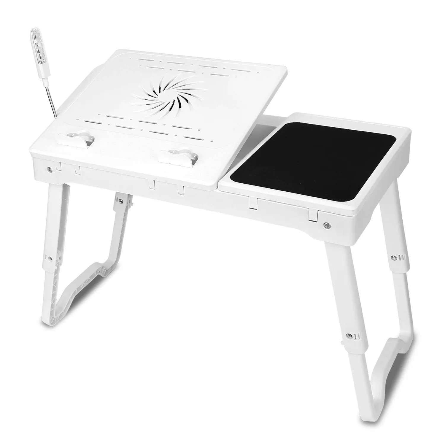 Foldable Laptop Table Bed Notebook Desk with Cooling Fan Mouse Board