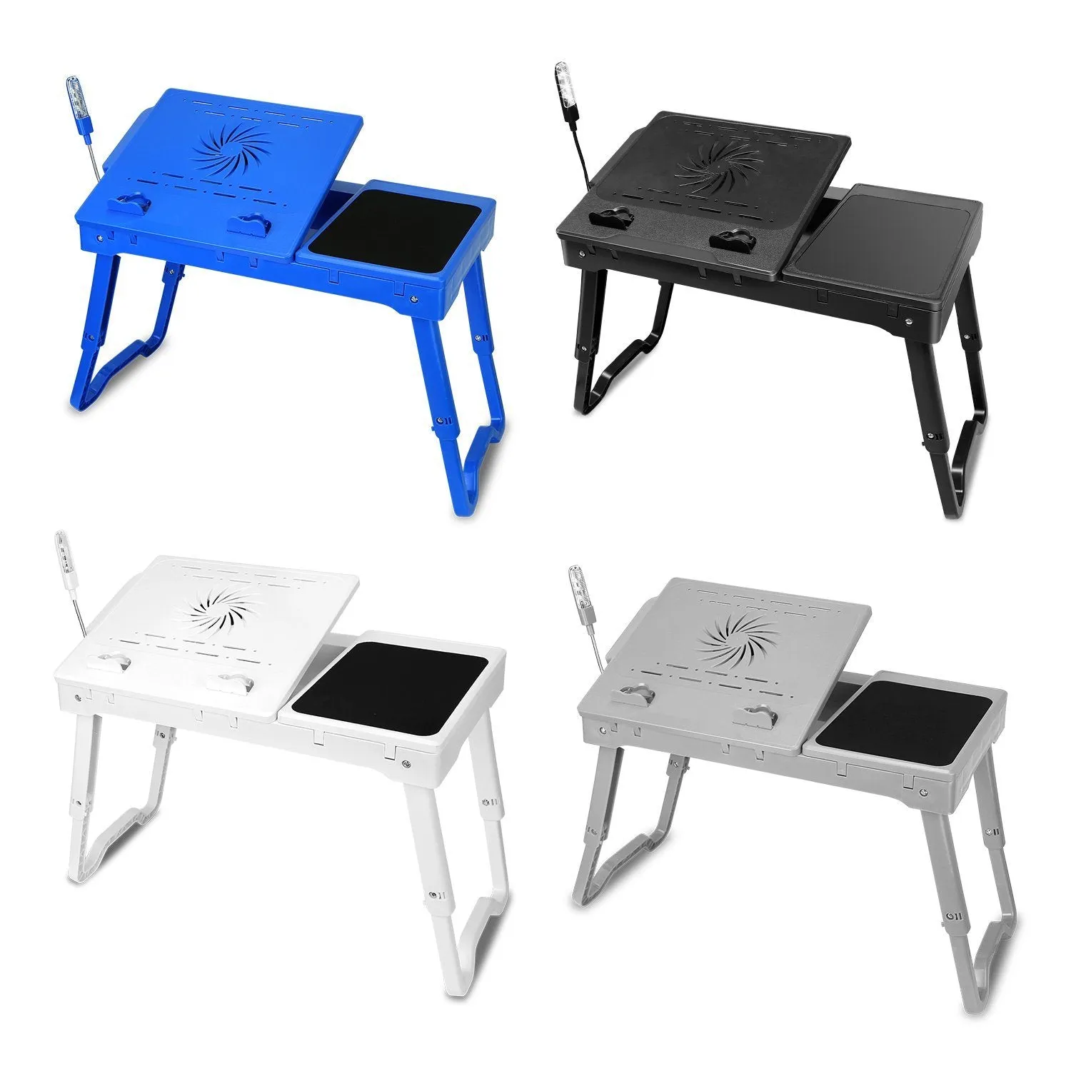 Foldable Laptop Table Bed Notebook Desk with Cooling Fan Mouse Board