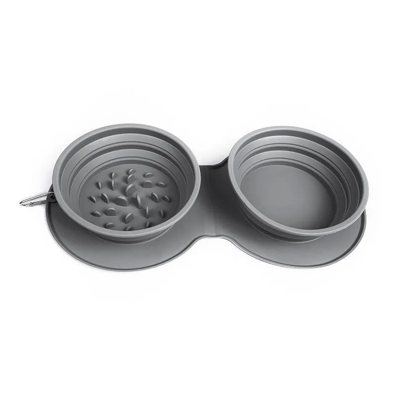 Foldable Travel Pet Double Feeding Bowl