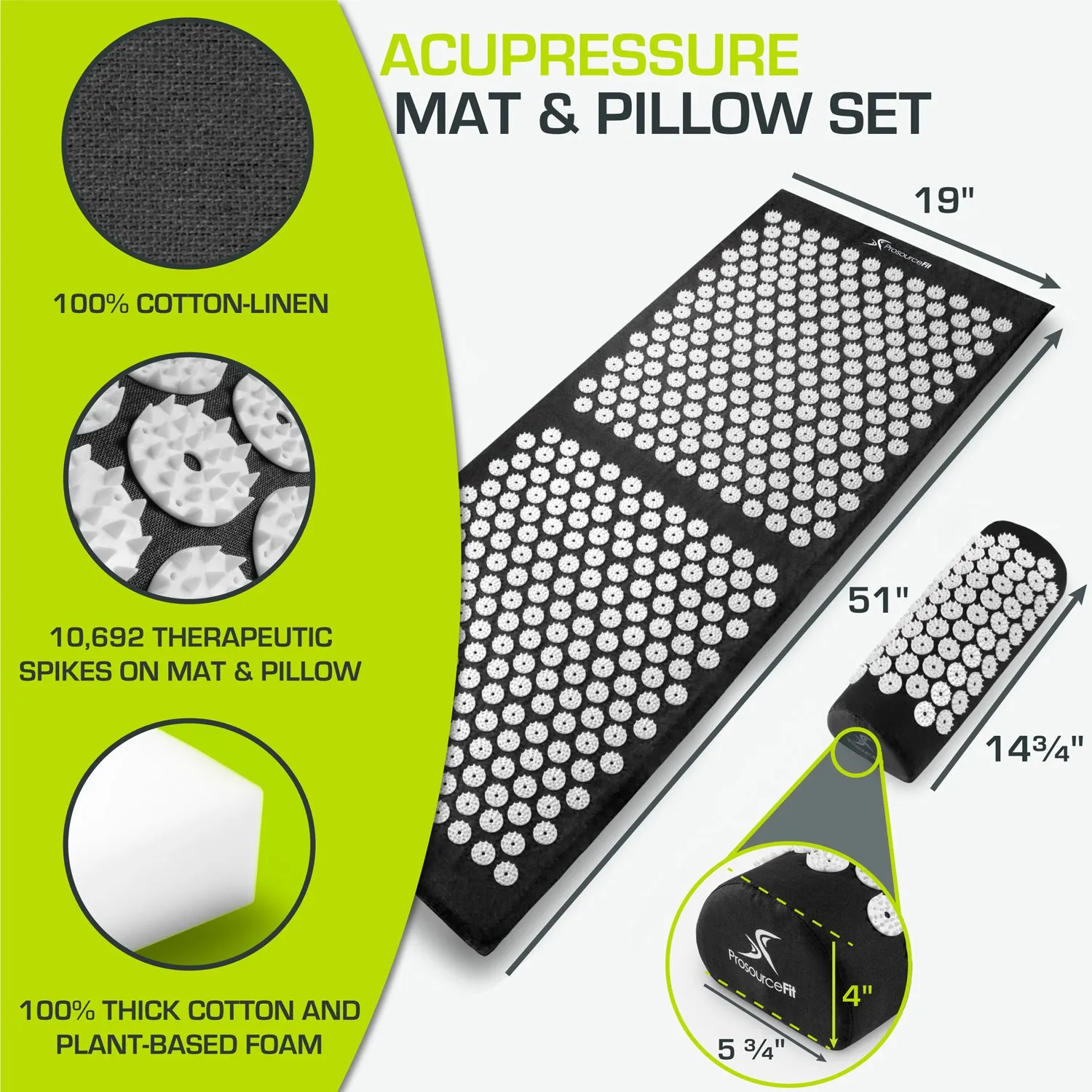 Full Body Acupressure Mat and Pillow Set