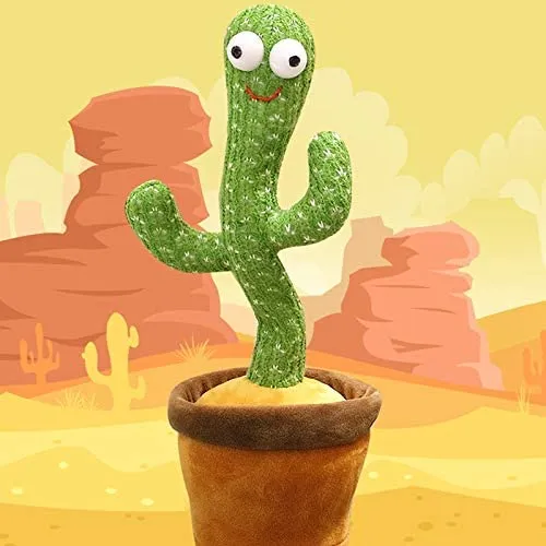 Goyal's Dancing Cactus Talking Toy, Wriggling, Singing & Repeating What You Say, Funny Education Toy for Babies & Kids - Green (Rechargable)