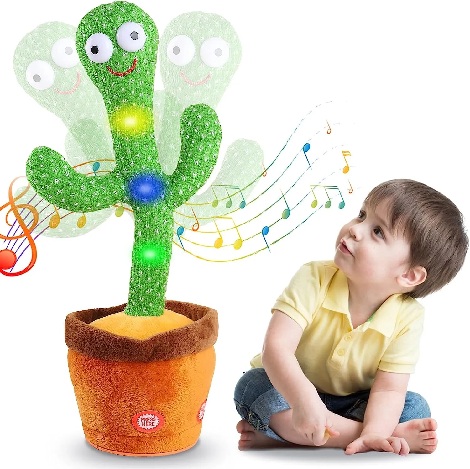 Goyal's Dancing Cactus Talking Toy, Wriggling, Singing & Repeating What You Say, Funny Education Toy for Babies & Kids - Green (Rechargable)