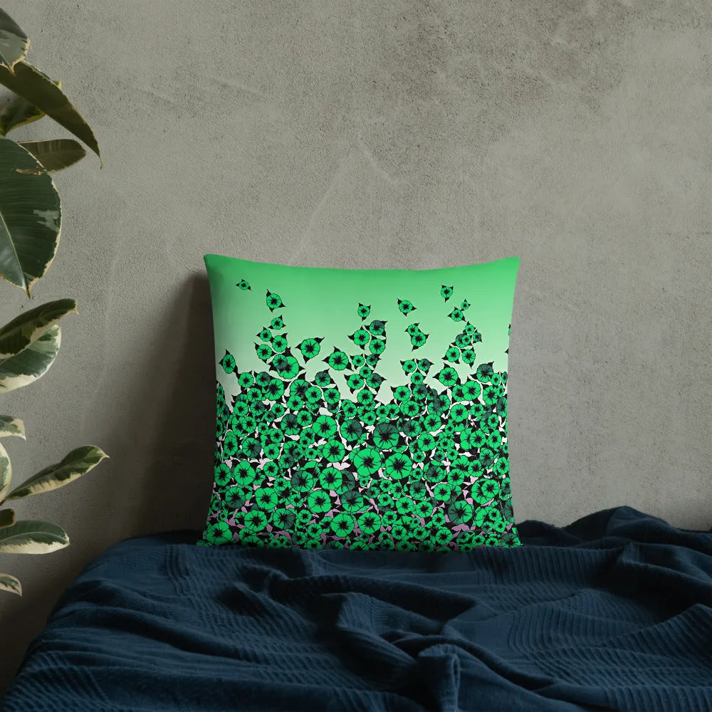 Green Bed of Roses designer Basic Pillow by John A. Conroy