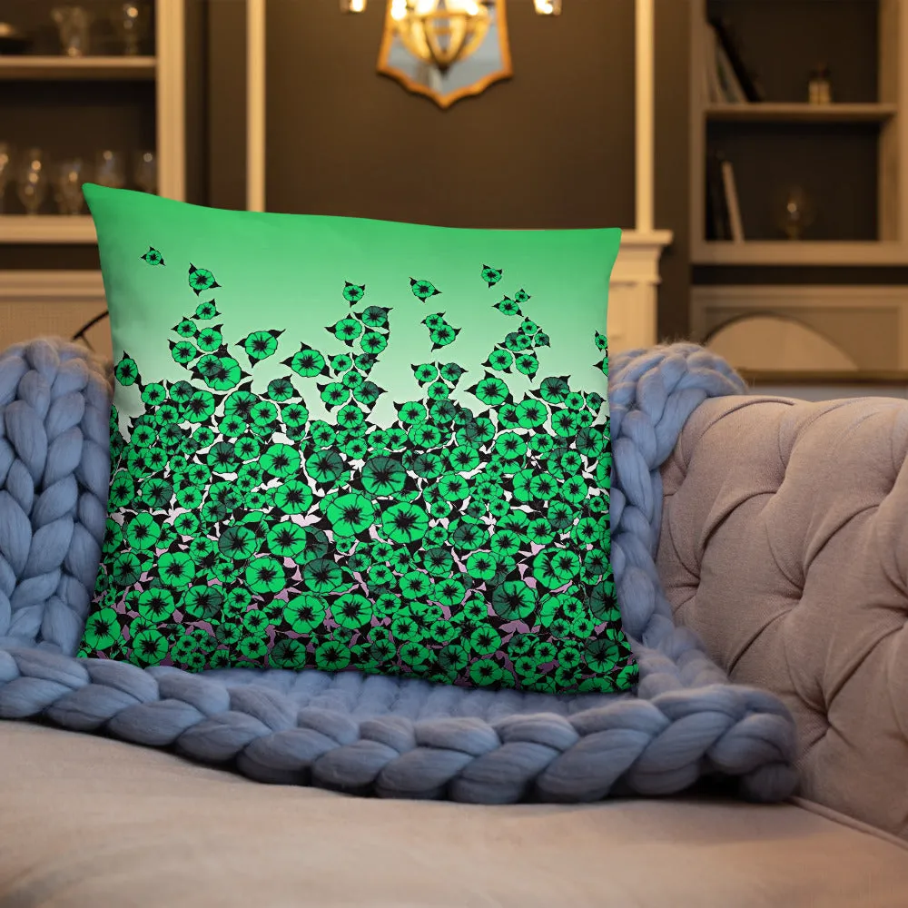 Green Bed of Roses designer Basic Pillow by John A. Conroy