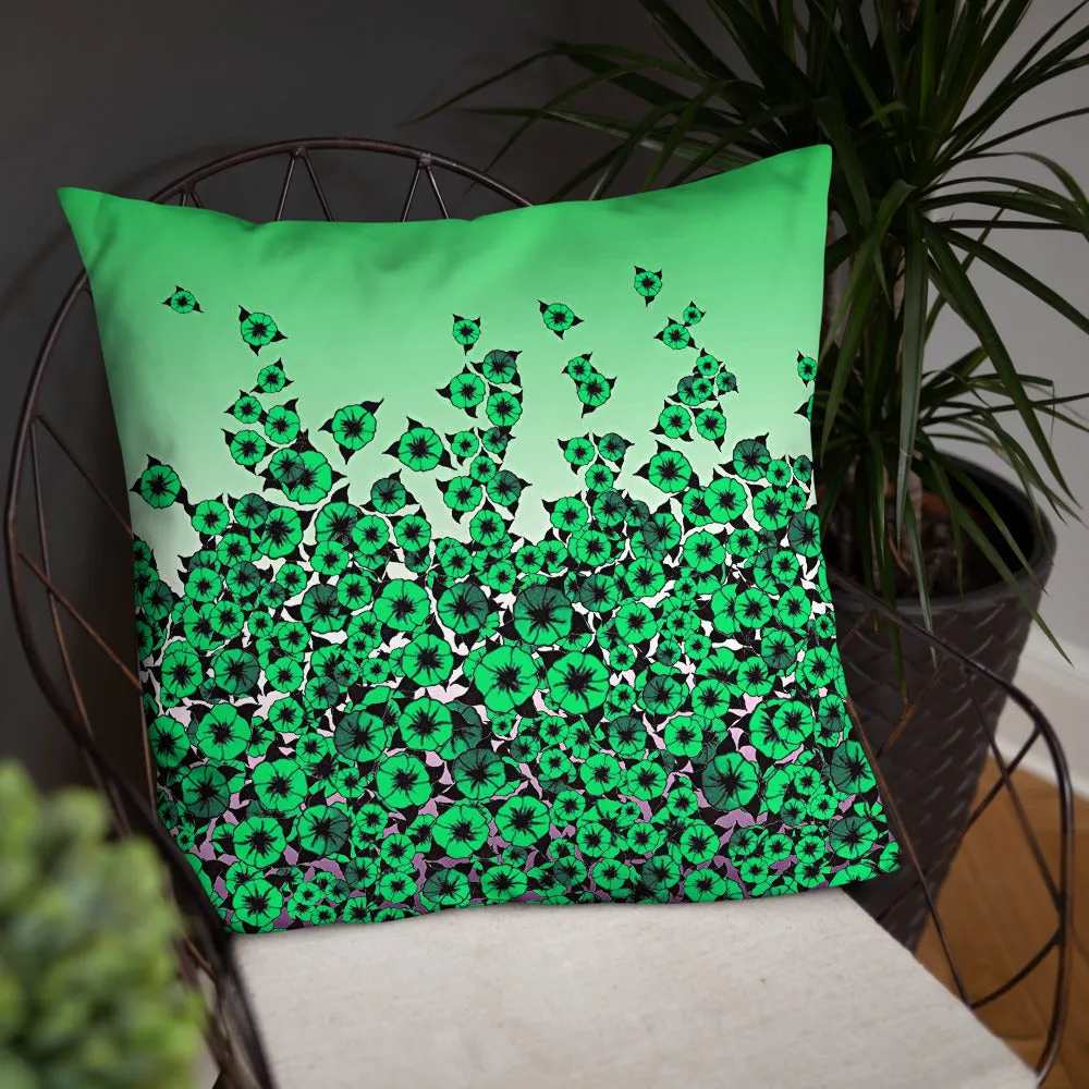 Green Bed of Roses designer Basic Pillow by John A. Conroy