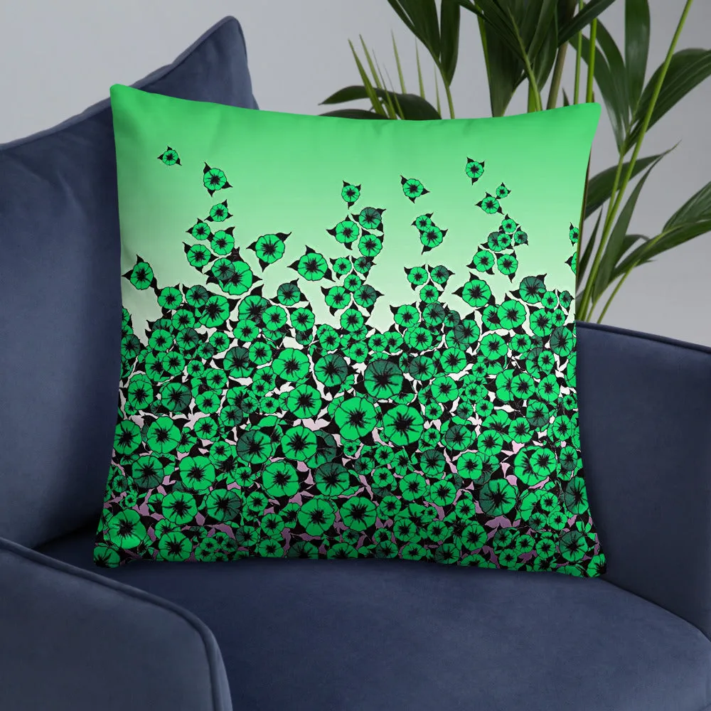 Green Bed of Roses designer Basic Pillow by John A. Conroy