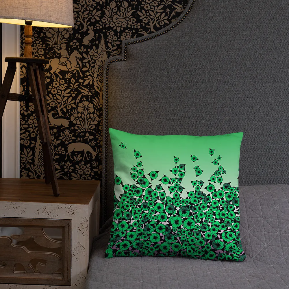 Green Bed of Roses designer Basic Pillow by John A. Conroy