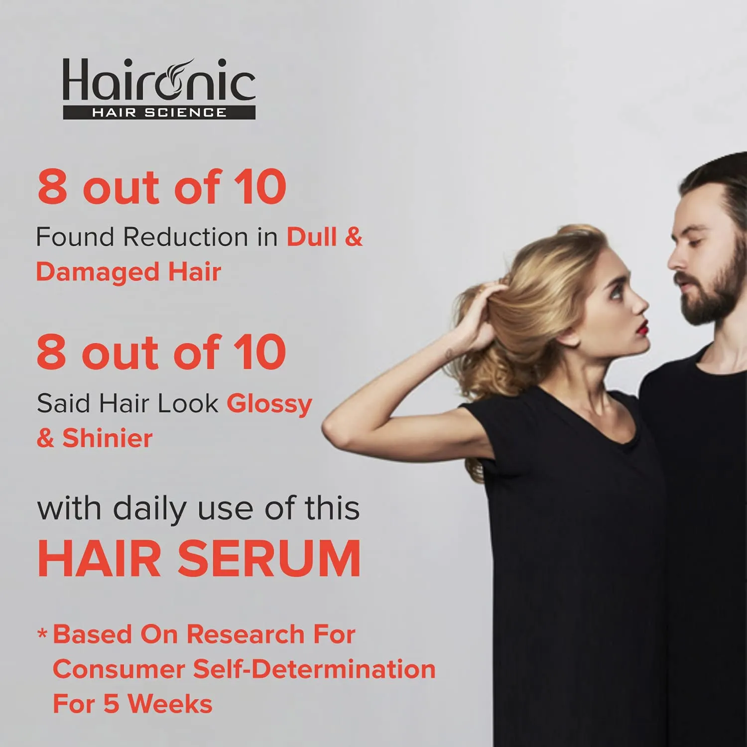 Haironic Vitamin C Hair Brightening Treatment Hair Serum | Control for Dull & Damaged Hair | Hair Fall Control | For Strong, Smooth, Shiny Hair – 100ml (Pack of 2)