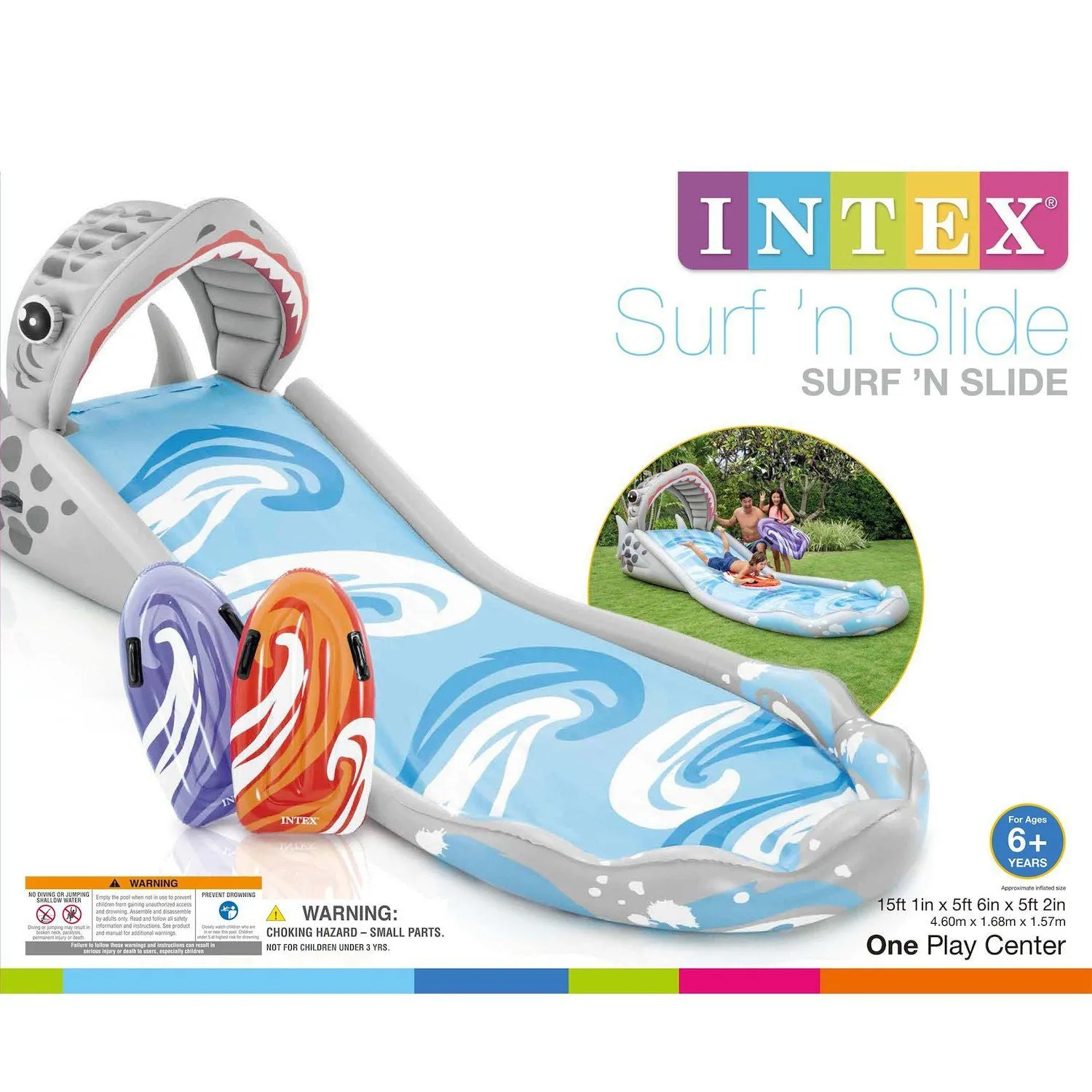 Intex Surf 'N Slide Inflatable Children's Play Center and Dinoland Intex Children's Play Center