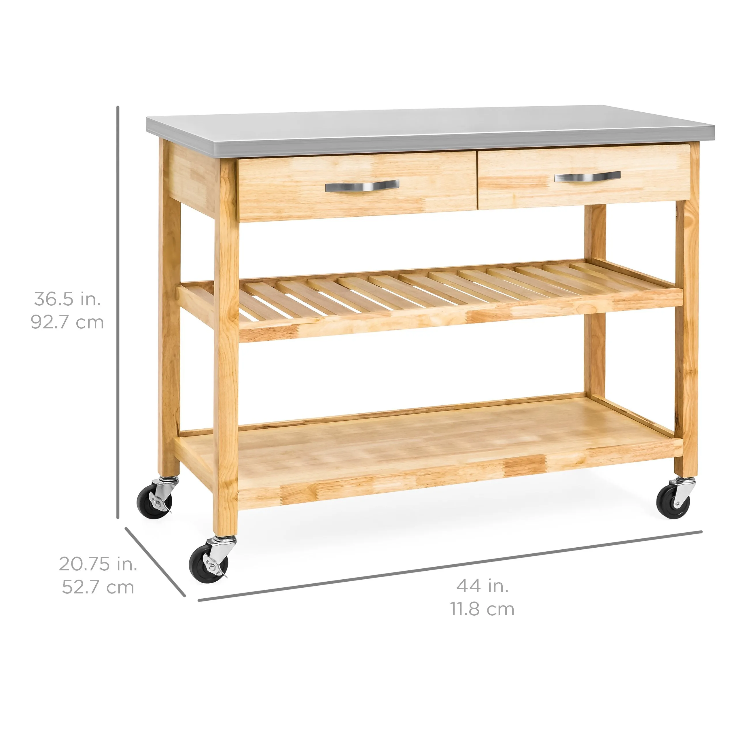 Kitchen Island Utility Cart w/ Stainless Steel Countertop