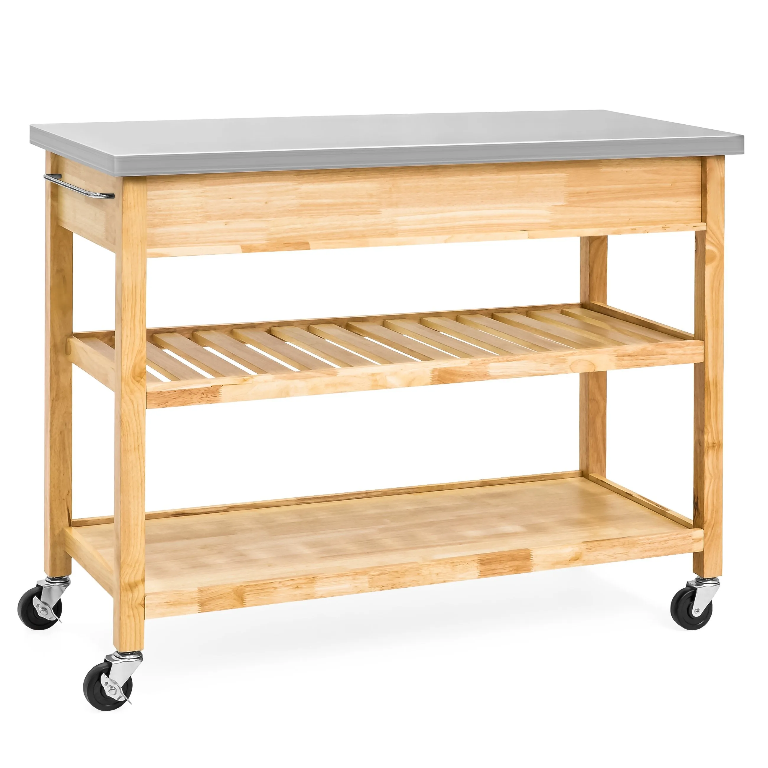 Kitchen Island Utility Cart w/ Stainless Steel Countertop