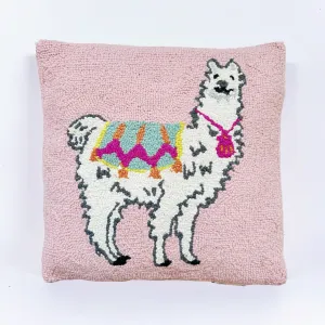 Lhama Hooked Pillow