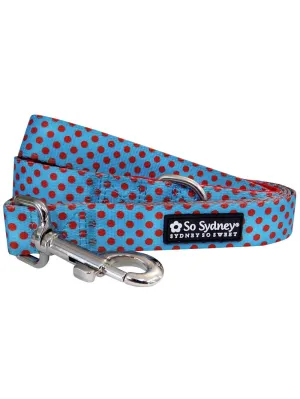 Light Blue & Red Polka Dots Bright & Cute Unique Dog Leash