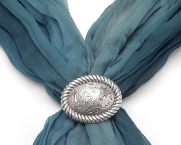 M&F Oval Engraved Concho Western Scarf Slide