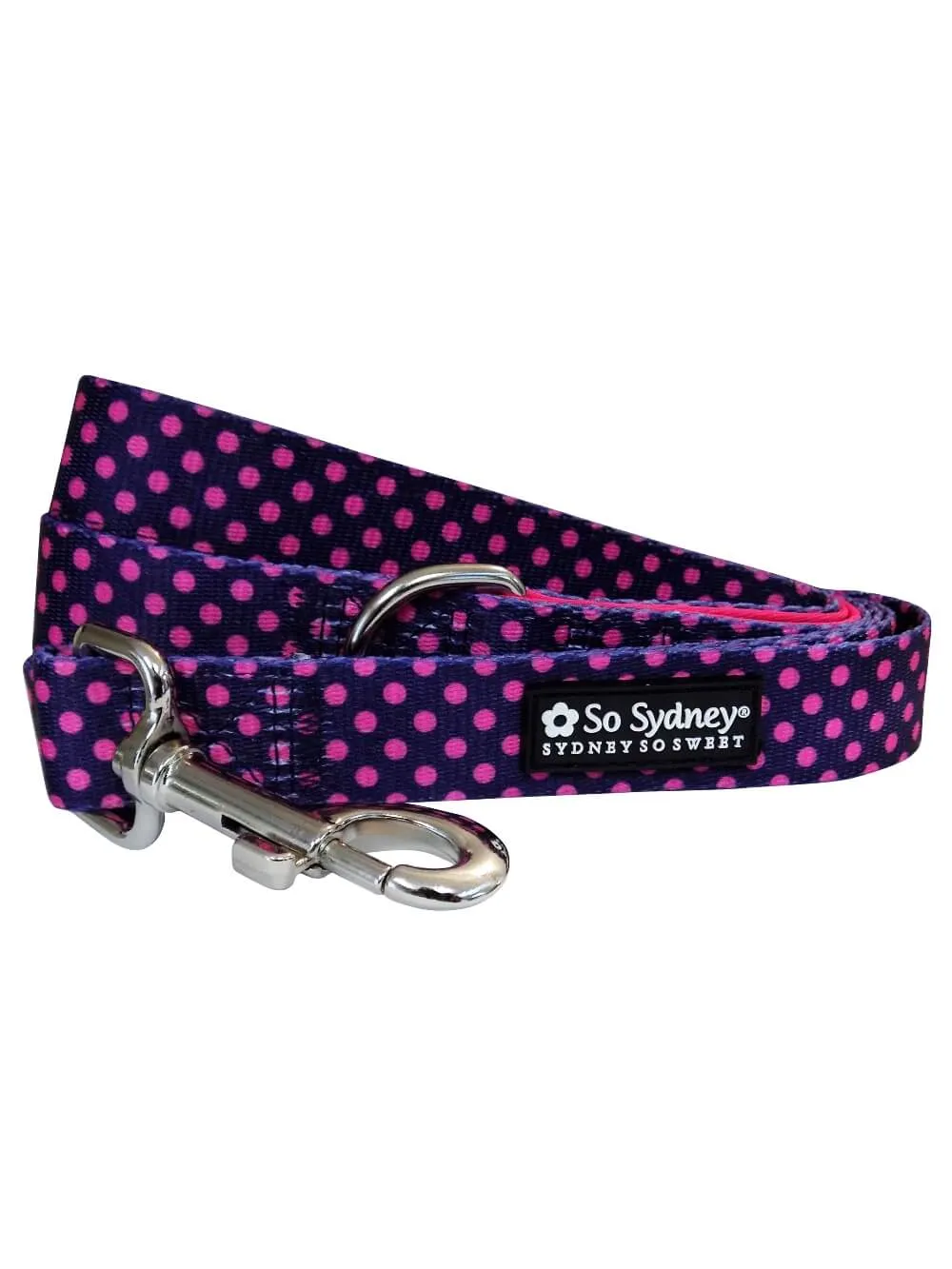 Navy & Hot Pink Polka Dots 5' Nylon Dog Leash