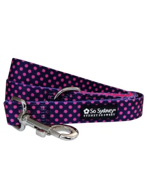 Navy & Hot Pink Polka Dots 5' Nylon Dog Leash