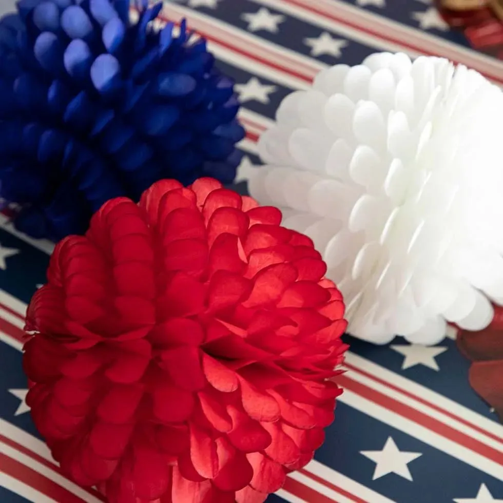 Patriotic Ruffled Balls Decor | Set of 3