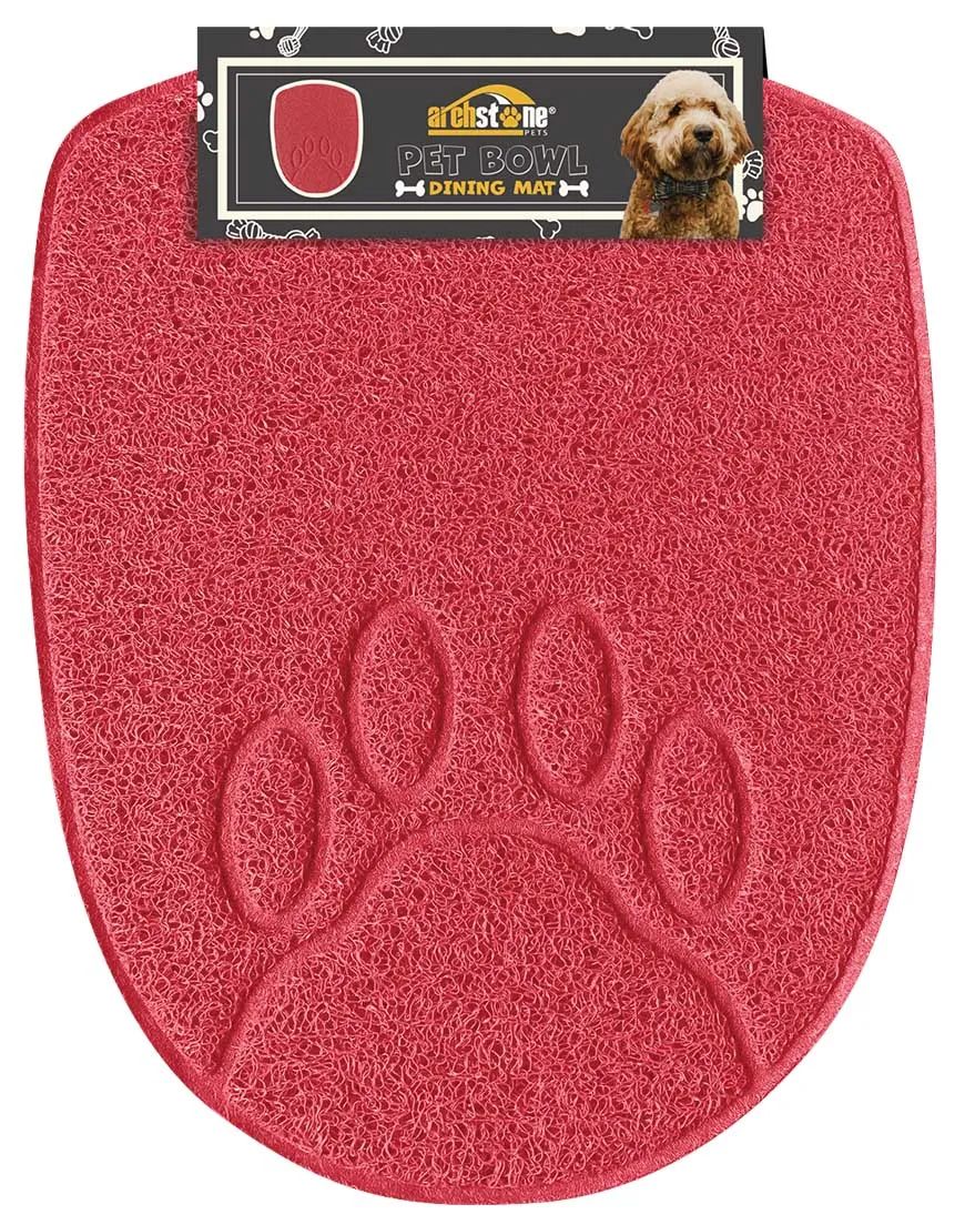 Pet Bowl Dining Mat Red Shield