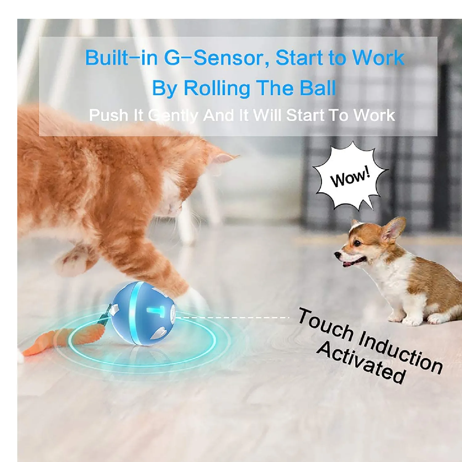 PetDroid Interactive Toys for DogsCats, Motion Activated Automatic Rolling Ball